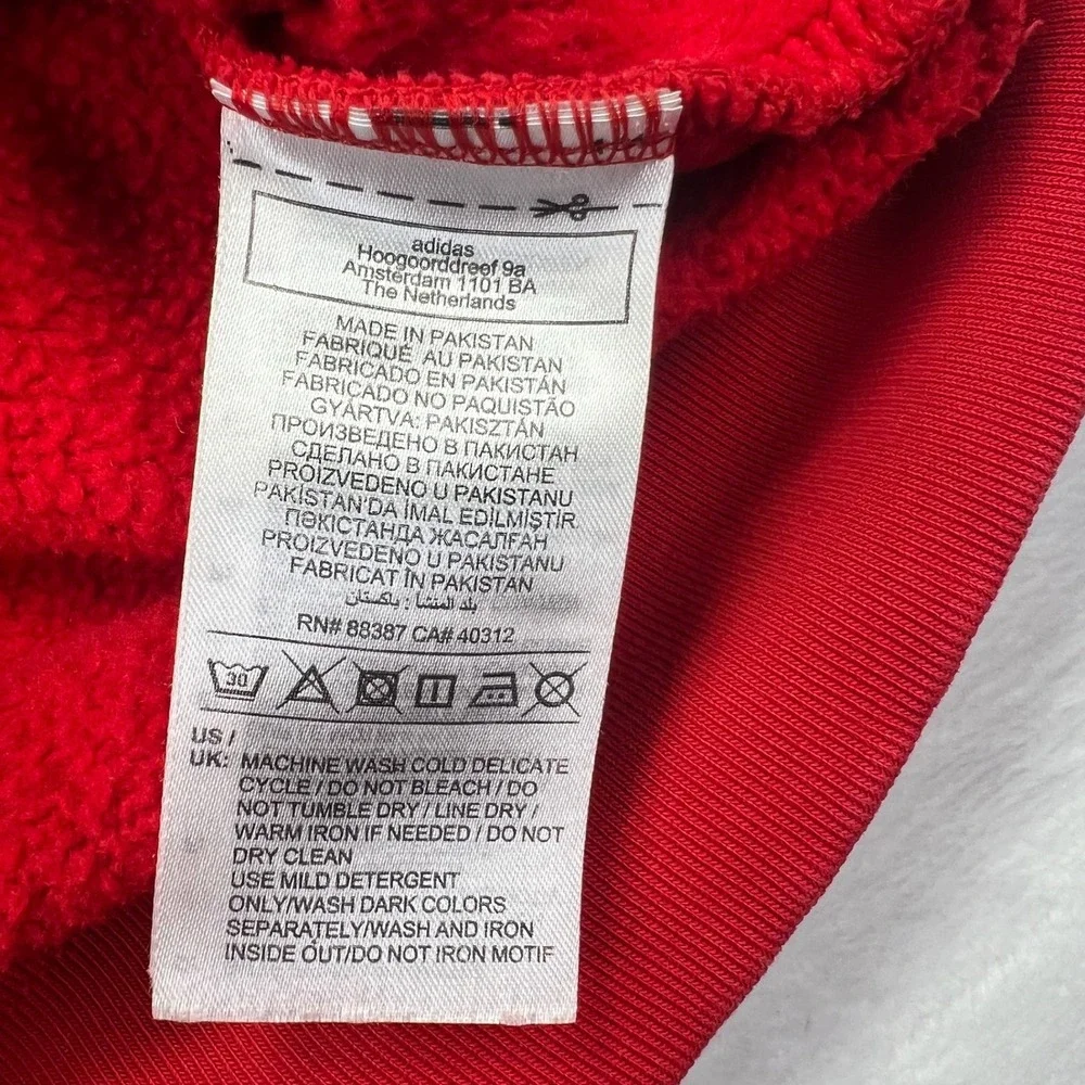 Adidas Originals Hoodie Mens XS Red Trefoil Logo Fleece Sweatshirt Streetwear‎
